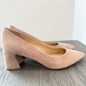 Marc Fisher LTD Zala Beige Suede Pointed Toe Block Heel Pumps Womens 9M